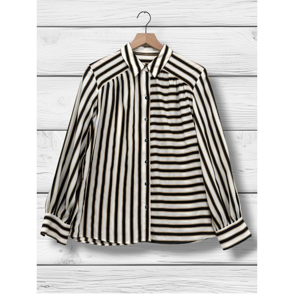 Maeve Anthropologie Mixed Stripe Button Down Blouse Small